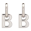 BALENCIAGA SILVER XL B CHAIN EARRINGS