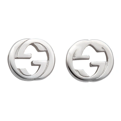 Gucci Silver Interlocking G Stud Earrings In Metallic