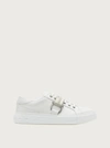 Ferragamo Gancini Buckled Leather Sneakers In White