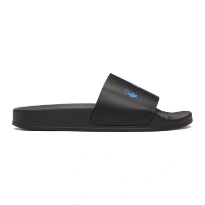 Off-white Black Logo Faux Leather Sliders