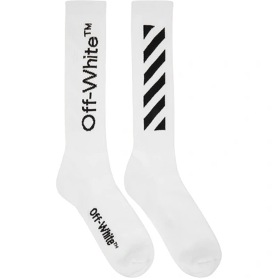 Off-white Mid-length Diagonal Striped Socks In White