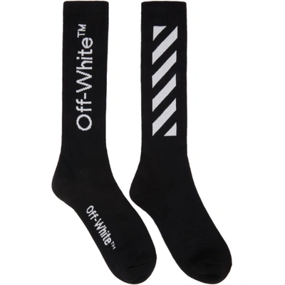 Off-white Black Diag Socks In Black White