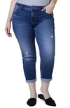 Slink Jeans Distressed Crop Boyfriend Jeans In Marina