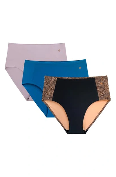 Evelyn & Bobbie Assorted 3-pack Bikinis In Amethyst Lagoon Onyx Lace