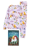 Books To Bed Little Girl's Uni The Unicorn 3-piece Cotton Pajama & Book Set In Purple