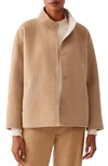 EILEEN FISHER STAND COLLAR BOXY WOOL & CASHMERE COAT,R0KVC-C1868M