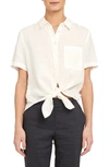 THEORY LINEN TIE FRONT SHIRT,K0403505