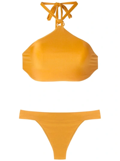 Esc Sun Bikini Cropped Top Bikini Set In Yellow