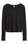 Bp. Lace Trim Long Sleeve Tee In Black