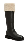 Aquatalia Magnolia Water Resistant Genuine Shearling Lined Boot In Black/ Natural