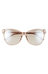 Tom Ford Ani 58mm Gradient Cat Eye Sunglasses In Light Brown/ Brown Mirror