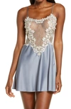 Flora Nikrooz Showstopper Charmeuse Chemise With Lace In Storm