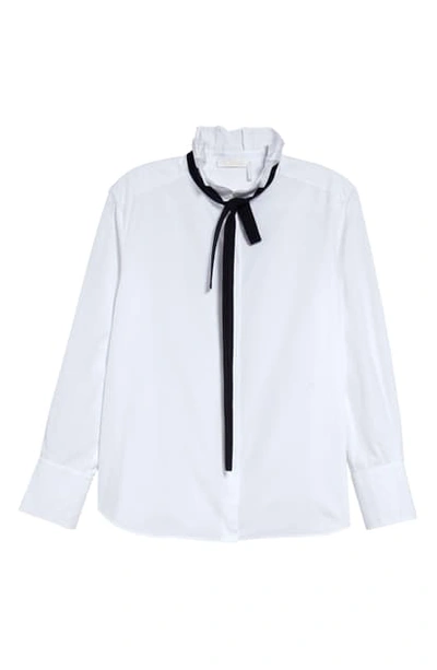 Chloé Tie Neck Cotton Poplin Blouse In White 101