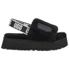 Ugg Disco Sheepskin Platform Slingback Sandals In Black/black