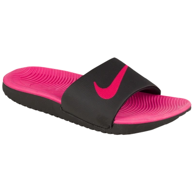 Nike Kids' Little Girls Kawa Slide Sandals From Finish Line In Black/vivid Pink