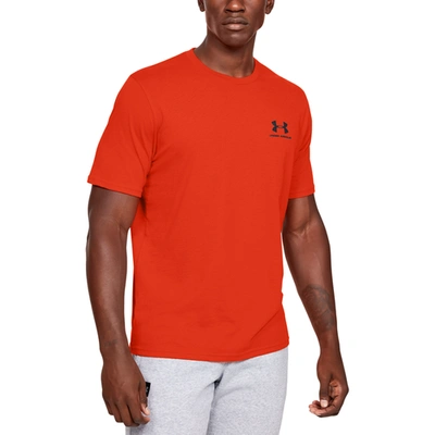 Under Armour Sportstyle Left Chest T-shirt In Ultra Orange/black