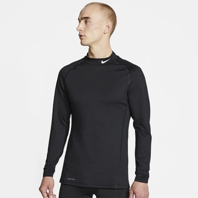 Nike Pro Warm Compression Long Sleeve Mock In Black/white | ModeSens