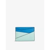 Loewe Puzzle Plain Calfskin Leather Cardholder In Mint/multicolor