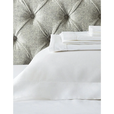 The White Company Row Cord Egyptian-cotton King Fitted Sheet 90x190cm In White