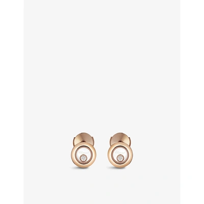 Chopard Happy Diamonds 18ct Rose-gold And 0.10ct Diamond Earrings In Rose Gold
