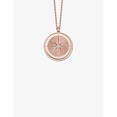 Astley Clarke Kids' Celestial Compass 18ct Rose-gold Vermeil And Sapphire Necklace In Rose Gold
