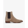 Saint Laurent Beige Suede Wyatt Chelsea Boots In Taupe