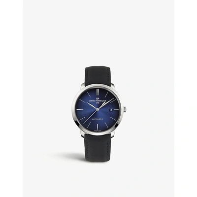Girard-perregaux 49555-11-434-bh6a 1966 Stainless Steel And Leather Watch In Blue
