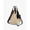 Loewe Hammock Small Drawstring Linen And Leather Bag In Light Oat/black