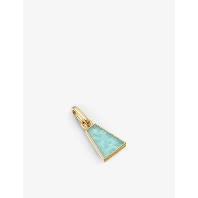 Missoma Triangle 18ct Yellow Gold-plated Vermeil And Amazonite Clip-on Pendant In 18ct Gold Plated Vermeil/amazonite