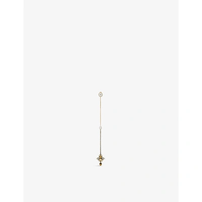 Gucci Bee Gg-embellished Gold-toned Brass, Faux-pearl And Crystal Earrings