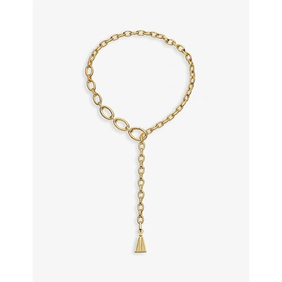 Missoma Ridge Pyramid Chain Lariat Necklace 18ct Gold Plated