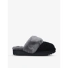 Ugg Cozy Knit Genuine Shearling Slipper In Black