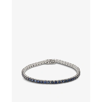 Roxanne First Graduated Tennis Blue Sapphire And 14ct White-gold Bracelet