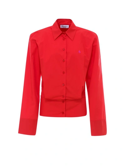 Attico Shoulder Pads Elongated Sleeves Shirt In Red