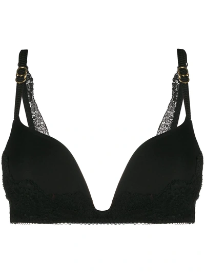 Stella Mccartney Lace-trim Padded Bra In Black