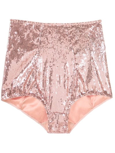 Dolce & Gabbana Sequined High-waist Briefs In Pink