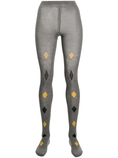 Prada Knitted Diamond Motifs Tights In Grey