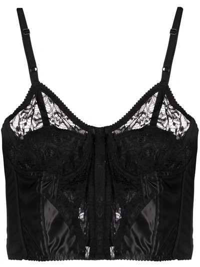 Dolce & Gabbana Lace Panelled Bustier Bra In Black