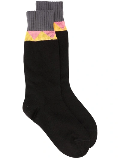 Prada Chevron Stripe Ankle Socks In Black