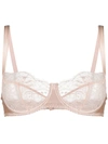 Fleur Of England Signature Lace-trimmed Silk-blend Balconette Bra In Pink