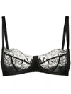 Fleur Of England Signature Black Lace Balcony Bra In Black
