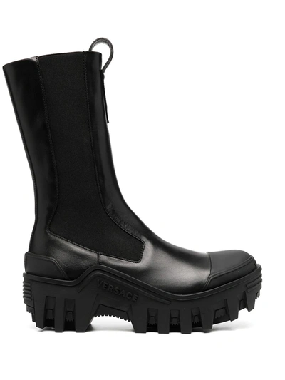 Versace Chunky Sole Boots In Black