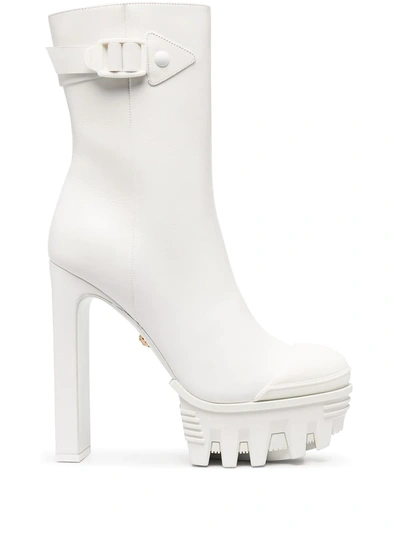 Versace Delphi Platform Boots In White