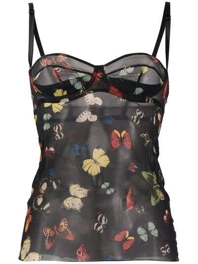 Dolce & Gabbana Butterfly Print Camisole In Black