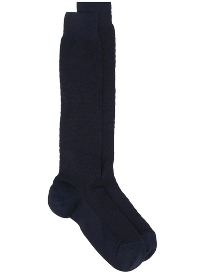 Ermenegildo Zegna Long Ribbed Socks In Blue