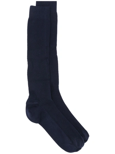 Ermenegildo Zegna Long Ribbed Socks In Blue