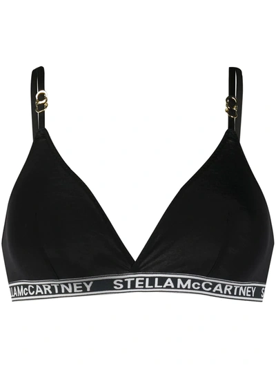 Stella Mccartney Jacquard Logo Triangle Bra In Black