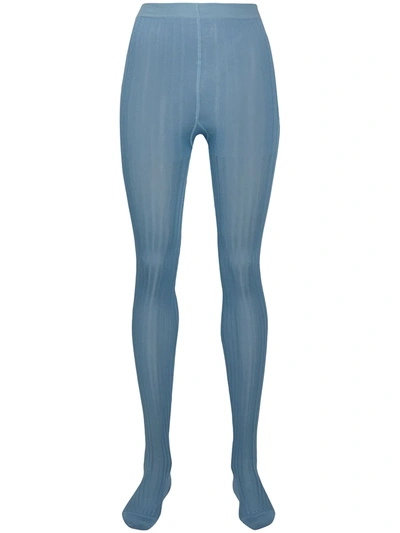 Prada Embroidered Tights In Blue