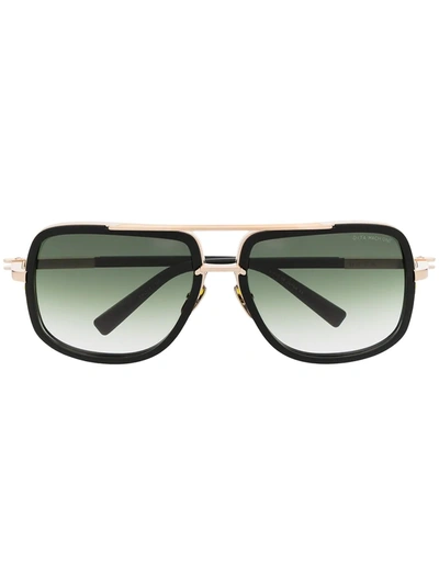 Dita Eyewear Metallic Pilot Sunglasses In Black