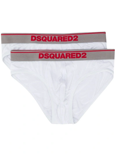 Dsquared2 Logo Waist Briefs Two-pack In White